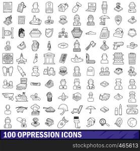 100 oppression icons set in outline style for any design vector illustration. 100 oppression icons set, outline style