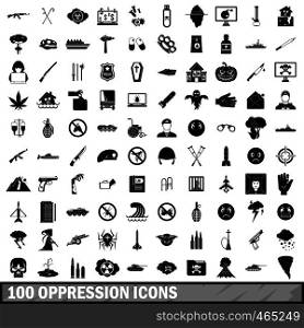 100 oppression icons set in simple style for any design vector illustration. 100 oppression icons set, simple style