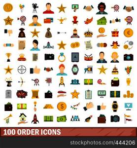 100 order icons set in flat style for any design vector illustration. 100 order icons set, flat style