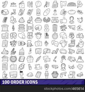 100 order icons set in outline style for any design vector illustration. 100 order icons set, outline style