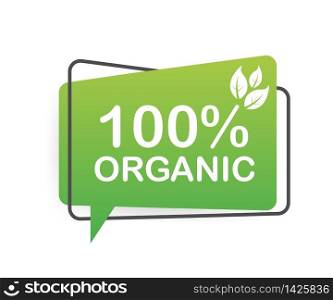 100 organic, great design for any purposes. Green icon. Natural product. Organic fruit. Vector stock illustration. 100 organic, great design for any purposes. Green icon. Natural product. Organic fruit. Vector stock illustration.