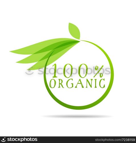 100% organic health design with vector leaf