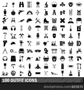 100 outfit icons set in simple style for any design vector illustration. 100 outfit icons set, simple style
