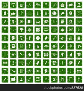 100 paint icons set in grunge style green color isolated on white background vector illustration. 100 paint icons set grunge green