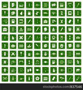 100 paint school icons set in grunge style green color isolated on white background vector illustration. 100 paint school icons set grunge green