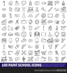100 paint school icons set in outline style for any design vector illustration. 100 paint school icons set, outline style