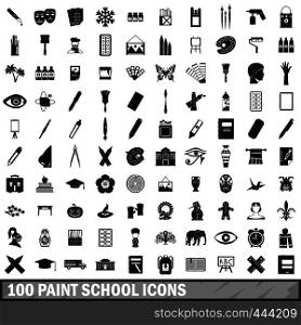 100 paint school icons set in simple style for any design vector illustration. 100 paint school icons set, simple style
