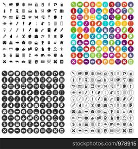 100 paint school icons set vector in 4 variant for any web design isolated on white. 100 paint school icons set vector variant
