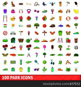 100 park icons set in cartoon style for any design vector illustration. 100 park icons set, cartoon style