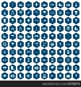 100 park icons set in sapphirine hexagon isolated vector illustration. 100 park icons sapphirine violet