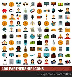 100 partnership icons set in flat style for any design vector illustration. 100 partnership icons set, flat style