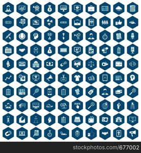 100 partnership icons set in sapphirine hexagon isolated vector illustration. 100 partnership icons sapphirine violet