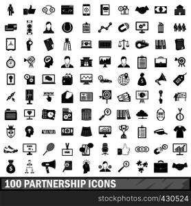 100 partnership icons set in simple style for any design vector illustration. 100 partnership icons set, simple style