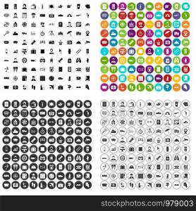 100 passport icons set vector in 4 variant for any web design isolated on white. 100 passport icons set vector variant