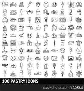 100 pastry icons set in outline style for any design vector illustration. 100 pastry icons set, outline style
