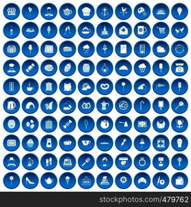 100 patisserie icons set in blue circle isolated on white vector illustration. 100 patisserie icons set blue