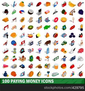 100 paying money icons set in isometric 3d style for any design vector illustration. 100 paying money icons set, isometric 3d style