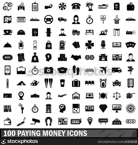 100 paying money icons set in simple style for any design vector illustration. 100 paying money icons set, simple style