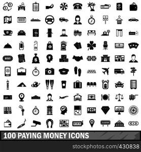 100 paying money icons set in simple style for any design vector illustration. 100 paying money icons set, simple style