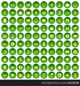 100 payment icons set green circle isolated on white background vector illustration. 100 payment icons set green circle