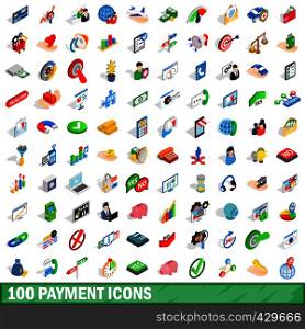 100 payment icons set in isometric 3d style for any design vector illustration. 100 payment icons set, isometric 3d style