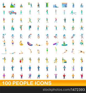 100 people icons set. Cartoon illustration of 100 people icons vector set isolated on white background. 100 people icons set, cartoon style