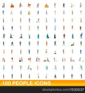 100 people icons set. Cartoon illustration of 100 people icons vector set isolated on white background. 100 people icons set, cartoon style