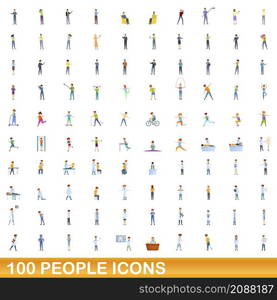 100 people icons set. Cartoon illustration of 100 people icons vector set isolated on white background. 100 people icons set, cartoon style