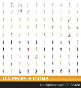 100 people icons set. Cartoon illustration of 100 people icons vector set isolated on white background. 100 people icons set, cartoon style