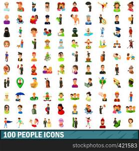 100 people icons set in cartoon style for any design vector illustration. 100 people icons set, cartoon style
