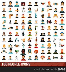 100 people icons set in flat style for any design vector illustration. 100 people icons set, flat style