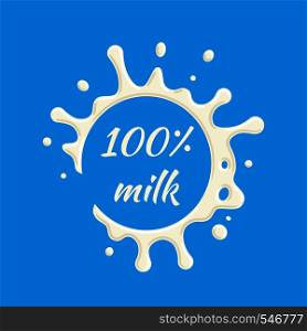 100 percent milk label vector. Milk splash and blot design, shape creative illustration. 100 percent milk label vector. Milk splash and blot design, shape creative illustration.