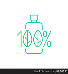 100 percent natural gradient linear vector icon. Harmful chemical additives. Ecology movement. Professional skincare. Thin line color symbols. Modern style pictogram. Vector isolated outline drawing. 100 percent natural gradient linear vector icon