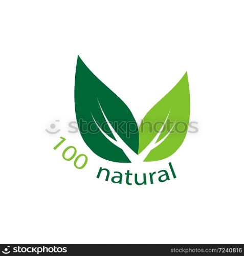 100 percent natural label. Vector illustration.