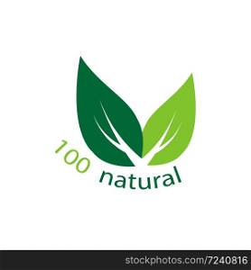 100 percent natural label. Vector illustration.