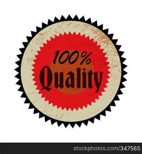 100 percent quality label in vintage style on a white background. 100 percent quality label, vintage style