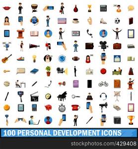 100 personal development icons set in cartoon style for any design vector illustration. 100 personal development icons set, cartoon style