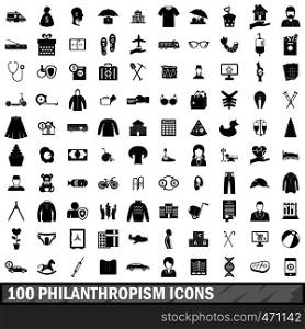 100 philanthropism icons set in simple style for any design vector illustration. 100 philanthropism icons set, simple style
