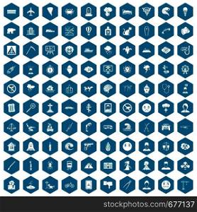 100 phobias icons set in sapphirine hexagon isolated vector illustration. 100 phobias icons sapphirine violet