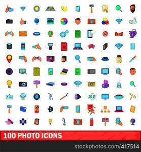 100 photo icons set in cartoon style for any design vector illustration. 100 photo icons set, cartoon style