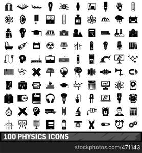 100 physics set in simple style for any design vector illustration. 100 physics icons set, simple style