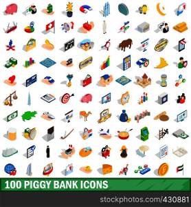 100 piggybank icons set in isometric 3d style for any design vector illustration. 100 piggybank icons set, isometric 3d style