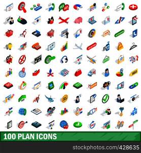 100 plan icons set in isometric 3d style for any design vector illustration. 100 plan icons set, isometric 3d style