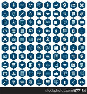 100 plan icons set in sapphirine hexagon isolated vector illustration. 100 plan icons sapphirine violet