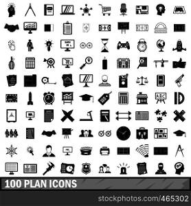 100 plan icons set in simple style for any design vector illustration. 100 plan icons set, simple style
