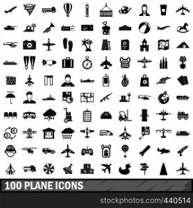 100 plane icons set in simple style for any design vector illustration. 100 plane icons set, simple style