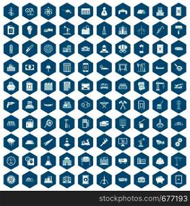 100 plant icons set in sapphirine hexagon isolated vector illustration. 100 plant icons sapphirine violet