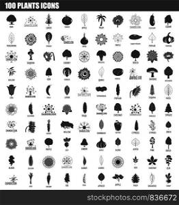 100 plants icon set. Simple set of 100 plants vector icons for web design isolated on white background. 100 plants icon set, simple style