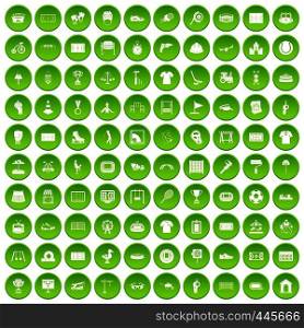 100 playground icons set green circle isolated on white background vector illustration. 100 playground icons set green circle