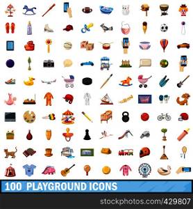 100 playground icons set in cartoon style for any design vector illustration. 100 playground icons set, cartoon style